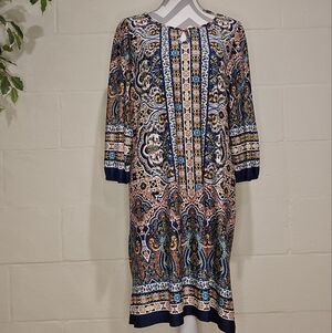 Shelby & Palmer Shift Dress Womens Size XL Geometric Paisley Print Bell Sleeve.